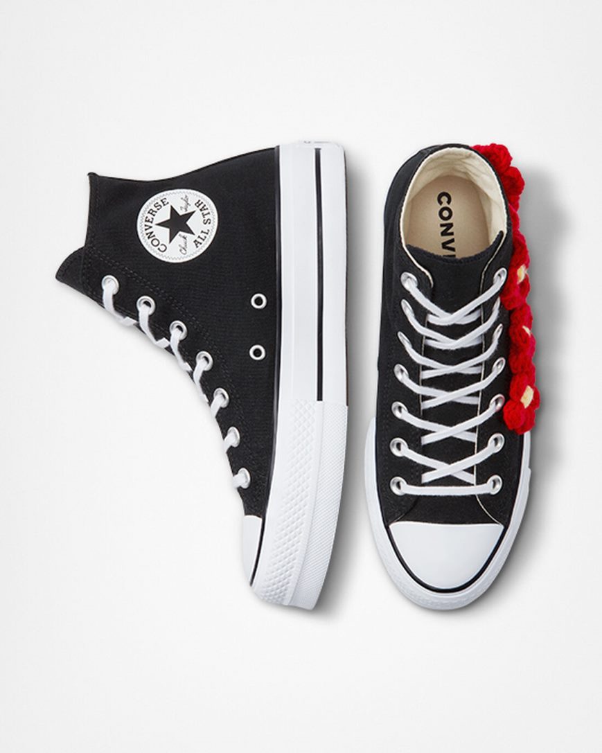 Pantofi Platforma Dama Converse Chuck Taylor All Star Lift 3D Floral Inalti Rosii Flori | RO ERUAY106